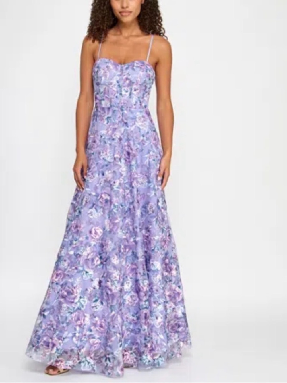 Trixxi Lavender Floral Embroidered Corset Gown Prom Dress Juniors Size 1